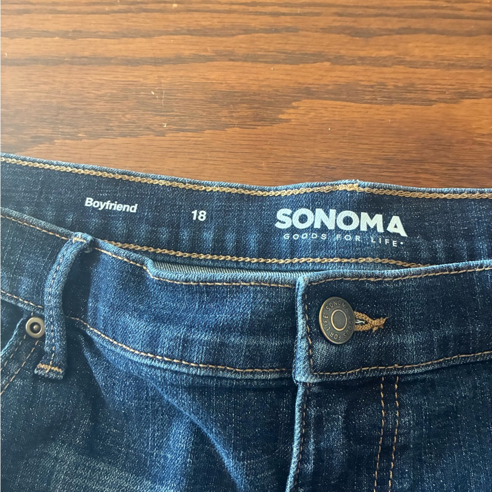 Sonoma Women's Boyfriend Denim Jeans Pants Distressed High Rise Straight Plus 18 - Picture 3 of 14